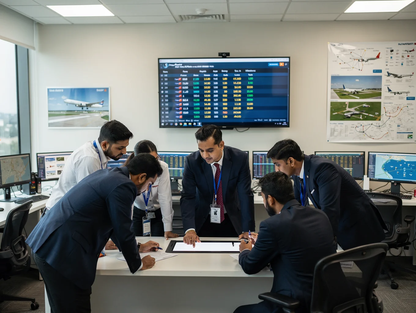 Airport operations and flight reservation ticketing desk training session